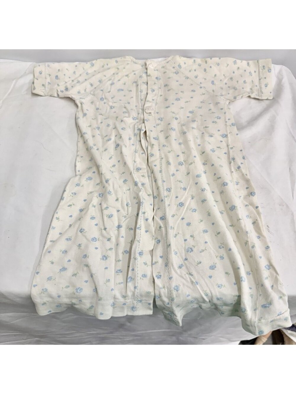 Carter’s Vintage Baby Snap Sleep Gown Blue Floral Print 6 Months Made in USA